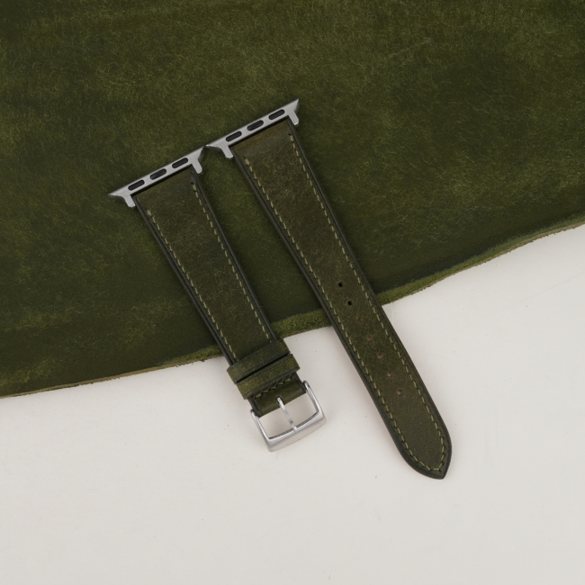 Dark Olive Badalassi Carlo Pueblo Leather Apple Watch Band