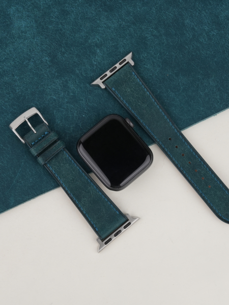 Navy Badalassi Carlo Pueblo Leather Apple Watch Band