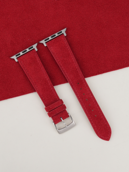 Red Suede Leather Apple Watch Band