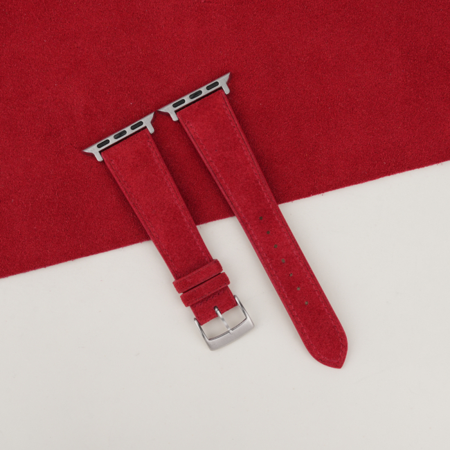 Red Suede Leather Apple Watch Band