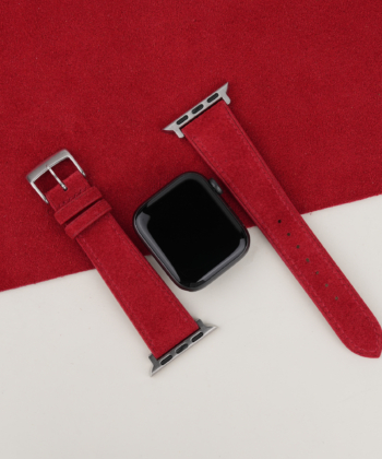 Red Suede Leather Apple Watch Band