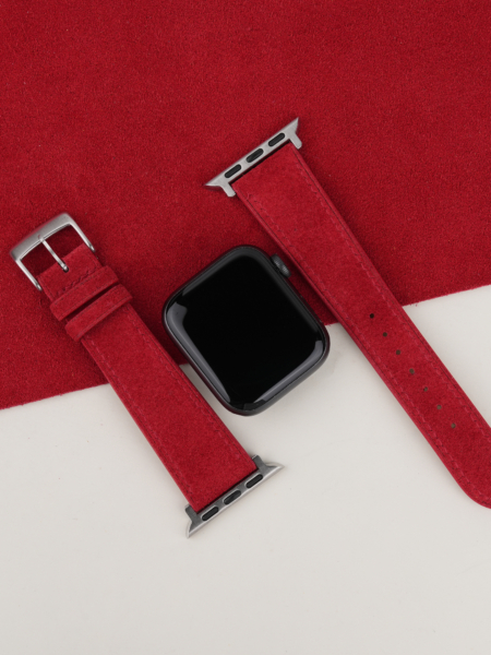 Red Suede Leather Apple Watch Band