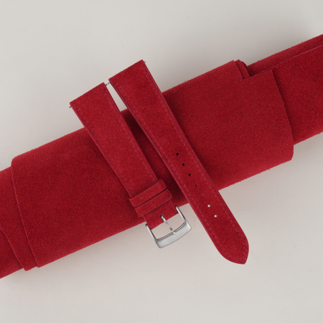 Red Suede Leather Watch Strap