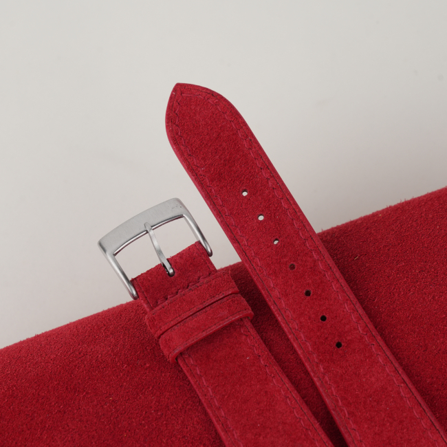 Red Suede Leather Watch Strap