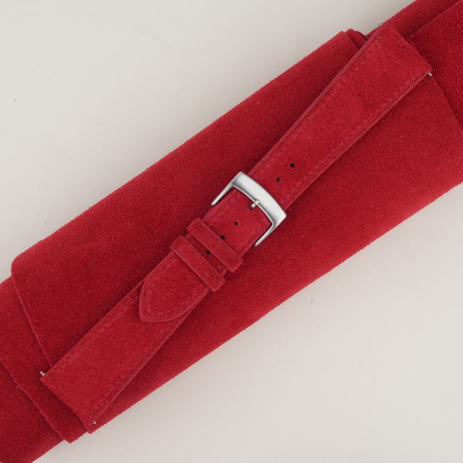 Red Suede Leather Watch Strap