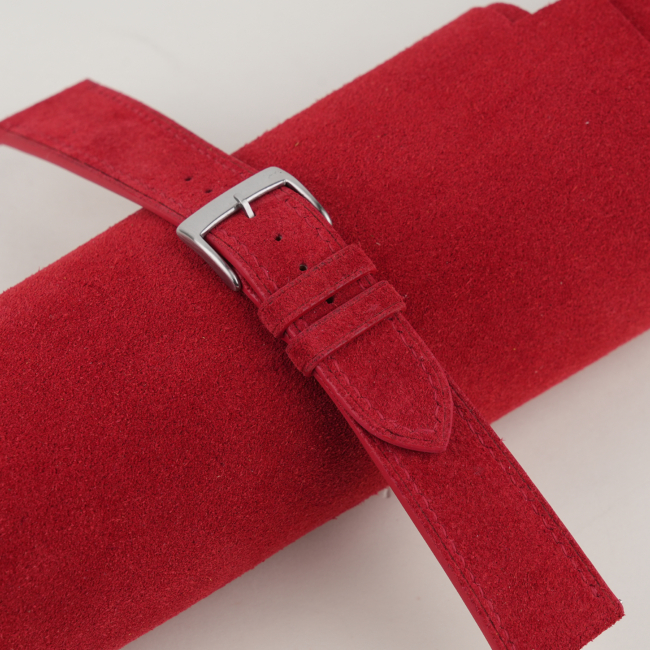 Red Suede Leather Watch Strap