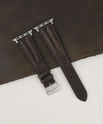 Double Padded Umber Brown Habana Leather Apple Watch Band