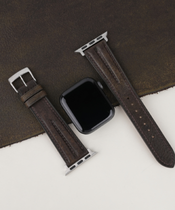 Double Padded Umber Brown Habana Leather Apple Watch Band