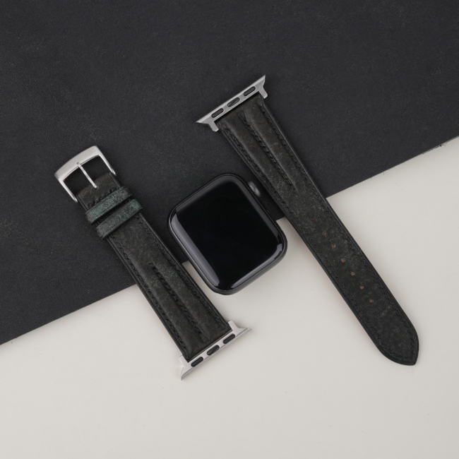 Double Padded Aquamarine Blue Habana Leather Apple Watch Band