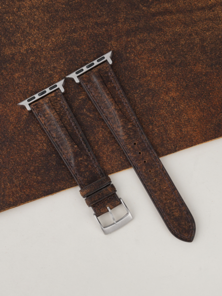 Single Padded Tawny Brown Habana Leather Apple Watch Band