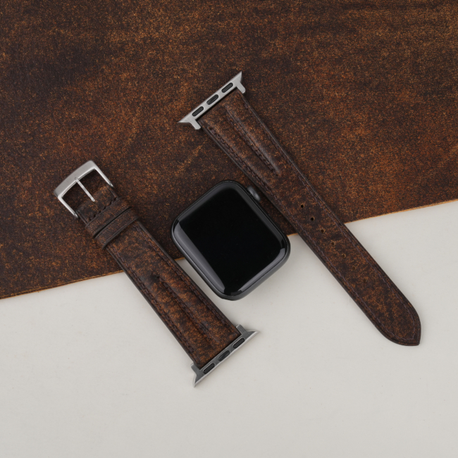 Double Padded Tawny Brown Habana Leather Apple Watch Band