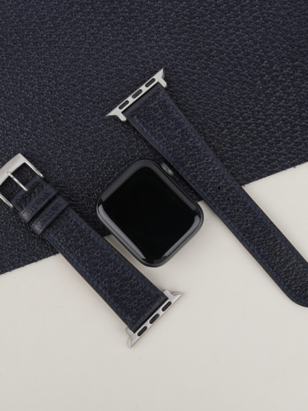 Navy Peccary Leather Apple Watch Band