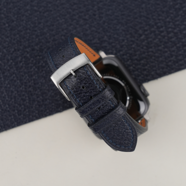 Navy Peccary Leather Apple Watch Band