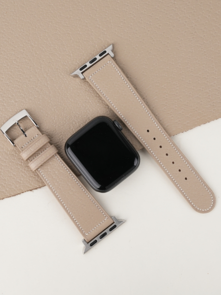 Micro Stitch Beige Peccary Leather Apple Watch Band