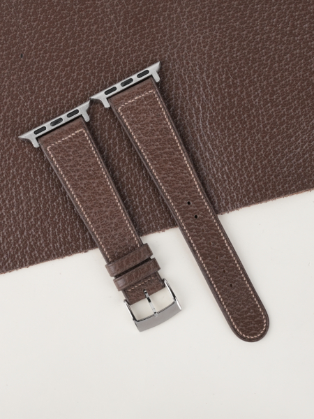 Micro Stitch Dark Taupe Peccary Leather Apple Watch Band