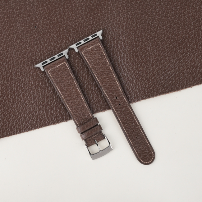 Micro Stitch Dark Taupe Peccary Leather Apple Watch Band