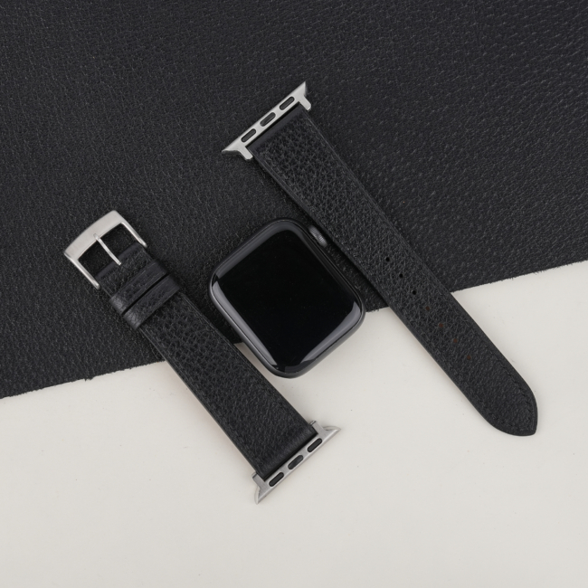 Black Peccary Leather Apple Watch Band