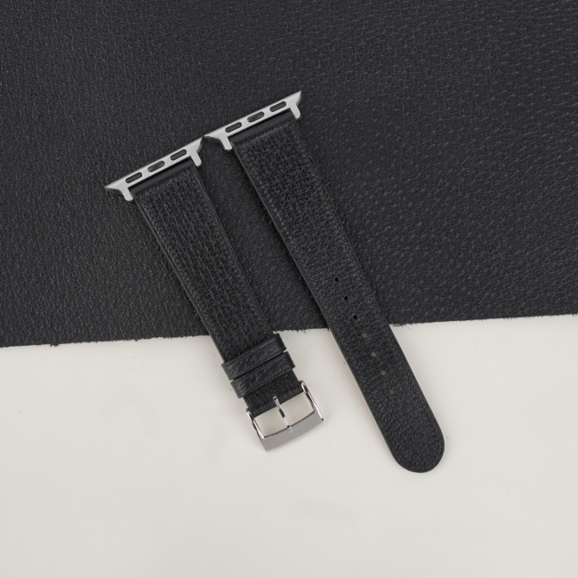 Micro Stitch Black Peccary Leather Apple Watch Band