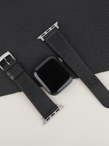 Micro Stitch Black Peccary Leather Apple Watch Band