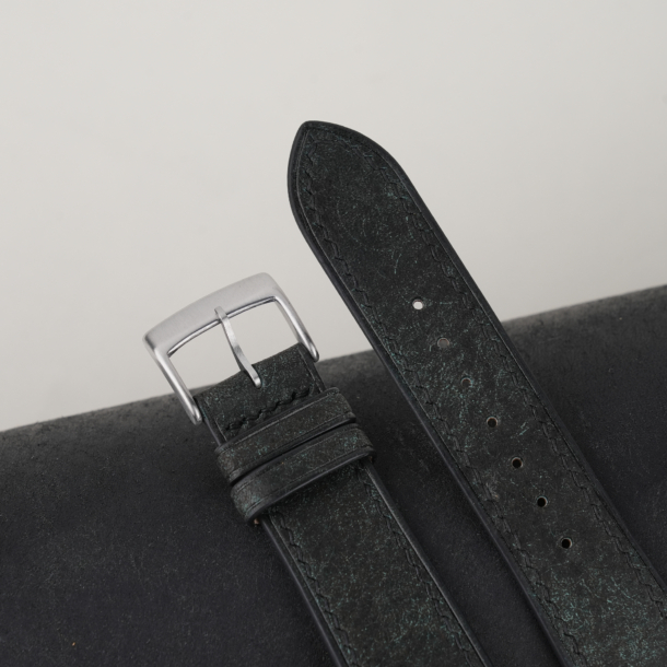 aquamarine blue habana leather watch strap