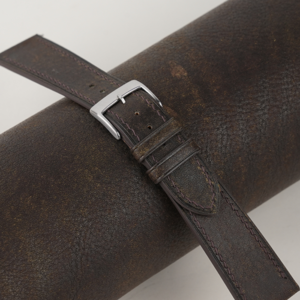 umber brown habana leather watch strap