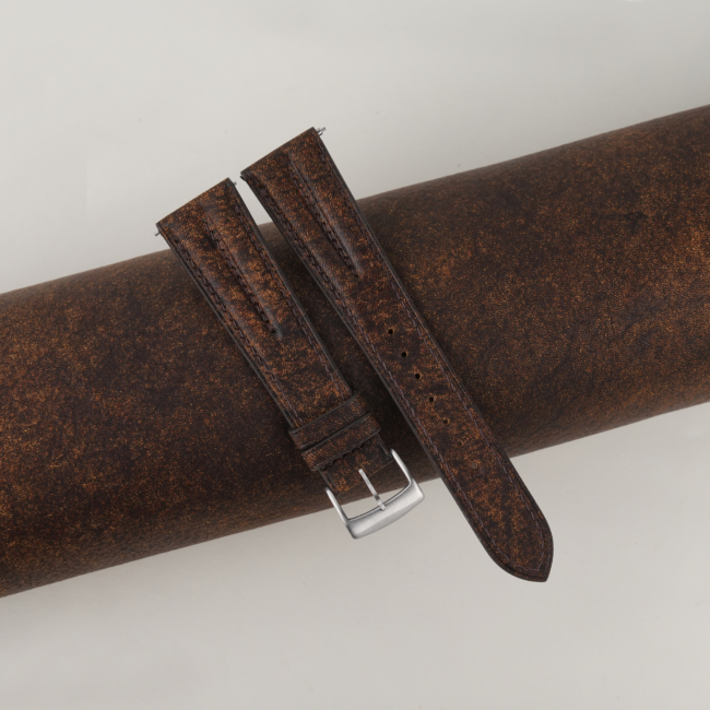 Double Padded Tawny Brown Habana Leather Watch Strap