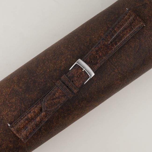 Double Padded Tawny Brown Habana Leather Watch Strap