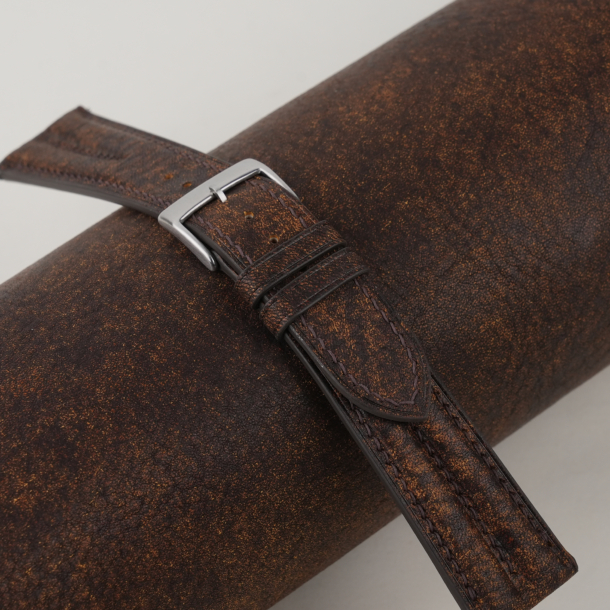 double padded tawny brown habana leather watch strap