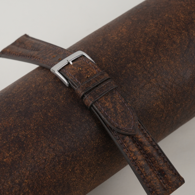 Double Padded Tawny Brown Habana Leather Watch Strap