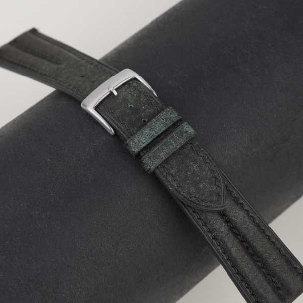 double padded aquamarine blue habana leather watch strap