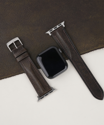 Single Padded Umber Brown Habana Leather Apple Watch Band