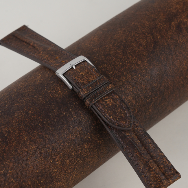 Single Padded Tawny Brown Habana Leather Watch Strap