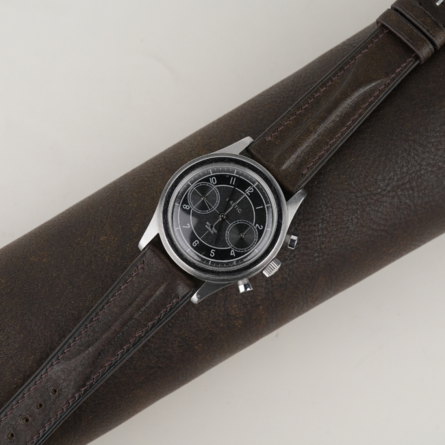 Single Padded Umber Brown Habana Leather Watch Strap