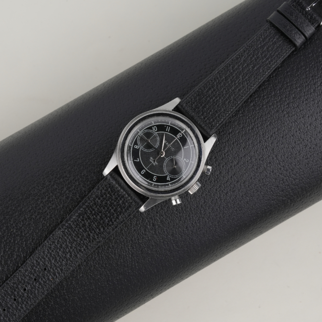 Micro Stitch Black Peccary Leather Watch Strap