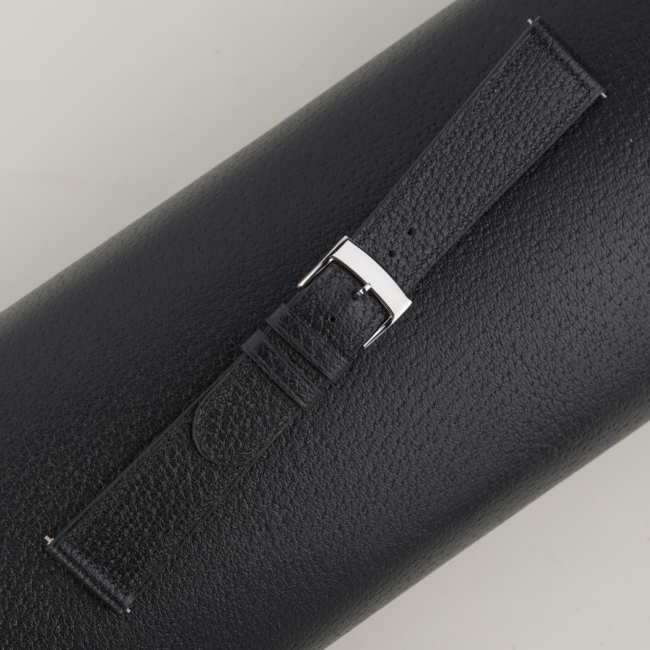 Micro Stitch Black Peccary Leather Watch Strap