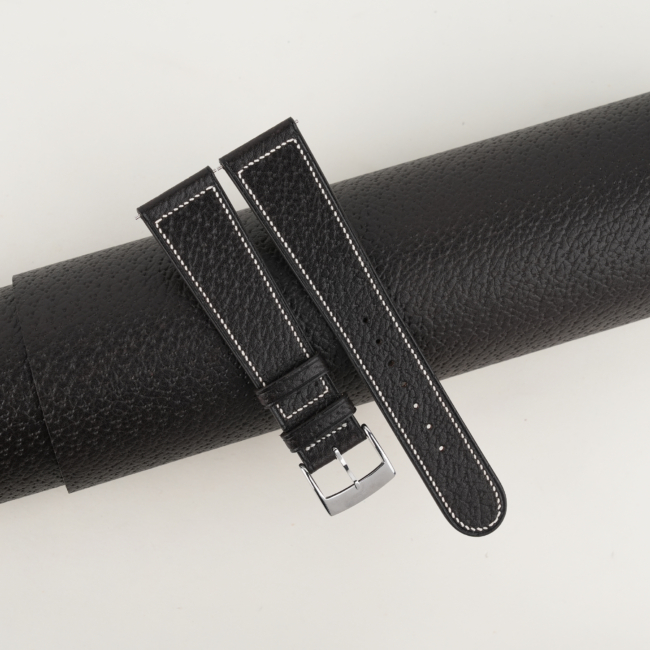 Micro Stitch Chocolate Peccary Leather Watch Strap