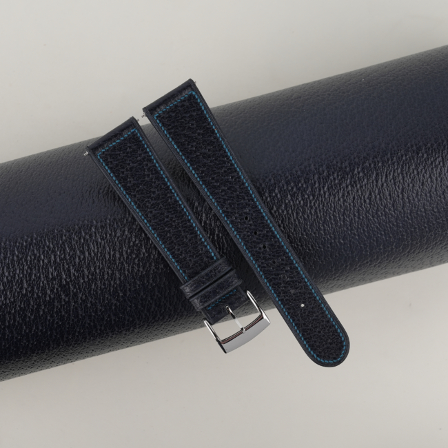 Micro Stitch Navy Peccary Leather Watch Strap