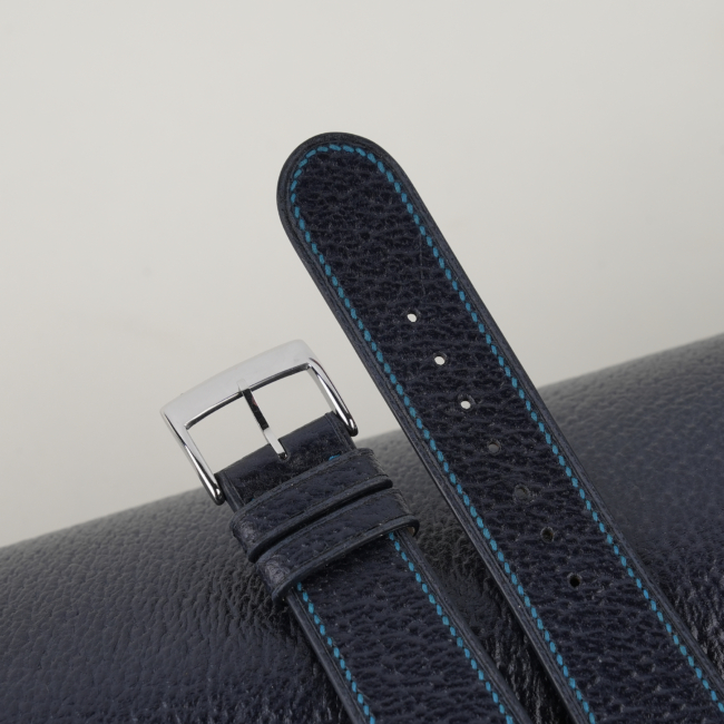 Micro Stitch Navy Peccary Leather Watch Strap