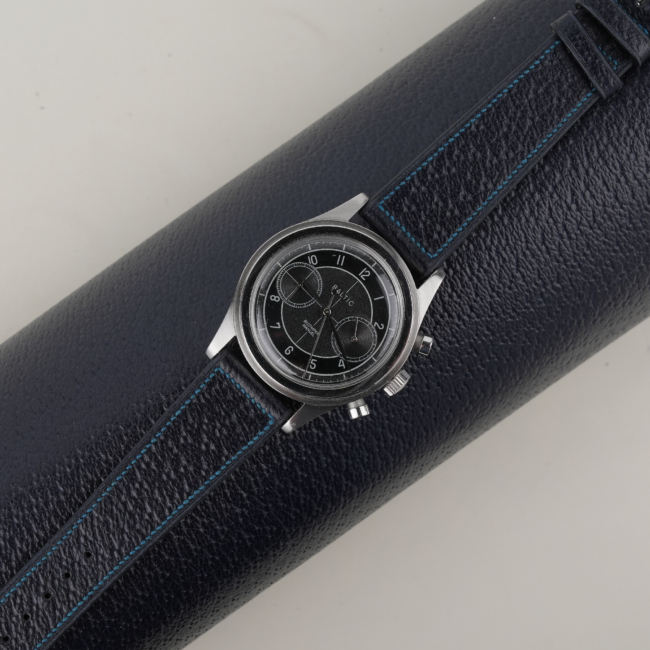 Micro Stitch Navy Peccary Leather Watch Strap