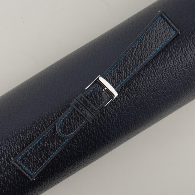 Micro Stitch Navy Peccary Leather Watch Strap