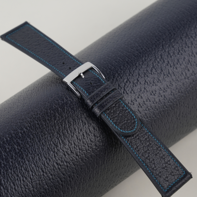 Micro Stitch Navy Peccary Leather Watch Strap