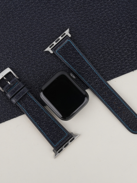 Micro Stitch Navy Peccary Leather Apple Watch Band