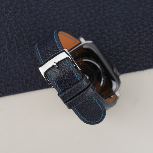 Micro Stitch Navy Peccary Leather Apple Watch Band