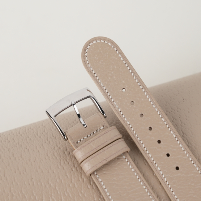 Micro Stitch Beige Peccary Leather Watch Strap