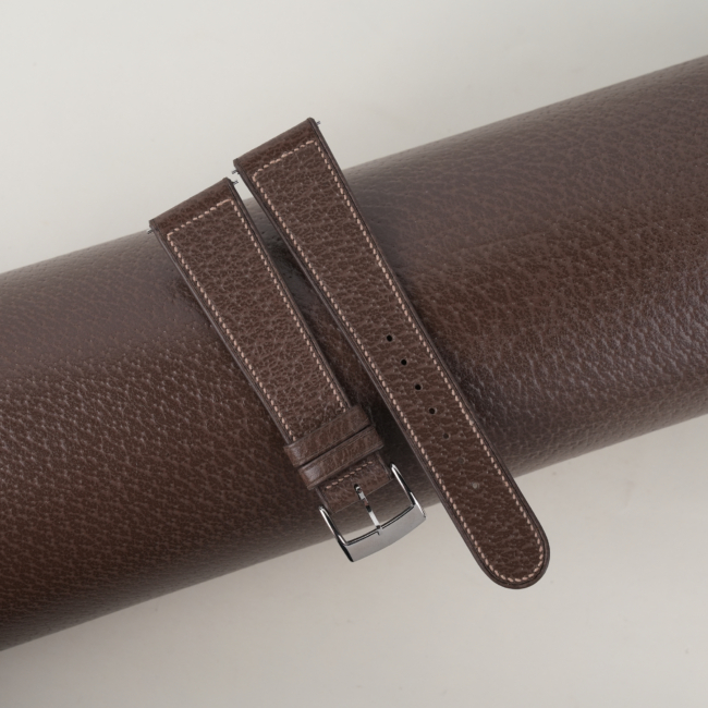 Micro Stitch Dark Taupe Peccary Leather Watch Strap