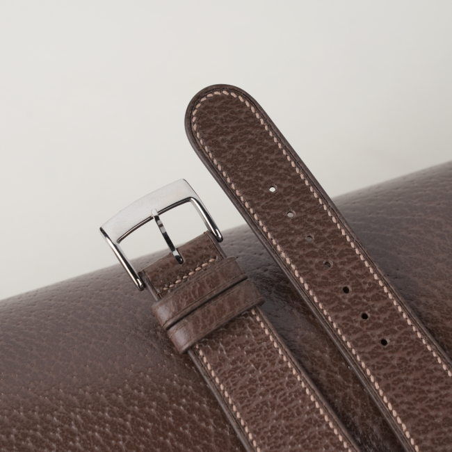 Micro Stitch Dark Taupe Peccary Leather Watch Strap