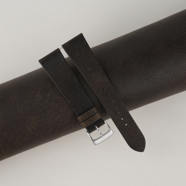 vintage umber brown habana leather watch strap