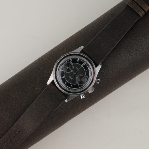 vintage umber brown habana leather watch strap