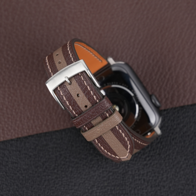 Duocolor Dark Brown Alran Sully Leather Apple Watch Band