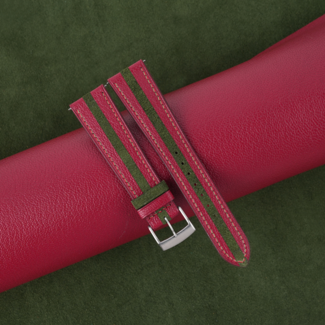 Duocolor Forest Suede Red Alran Sully Leather Watch Strap